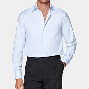 Suitsupply Men's Slim Fit Traveller Shirt Widespread Collar H9304 41/16 Preppy